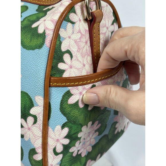 Dooney & Bourke Satchel Bag Shoulder Pink Blue Green Floral Hydrangea Print - Picture 4 of 14